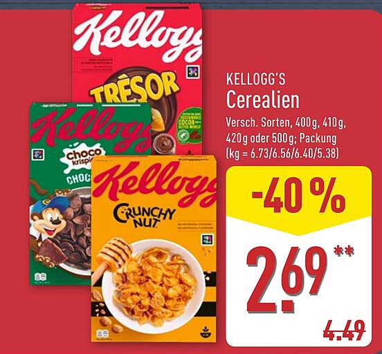 Kellogg's Cerealien - Verschiedene Sorten