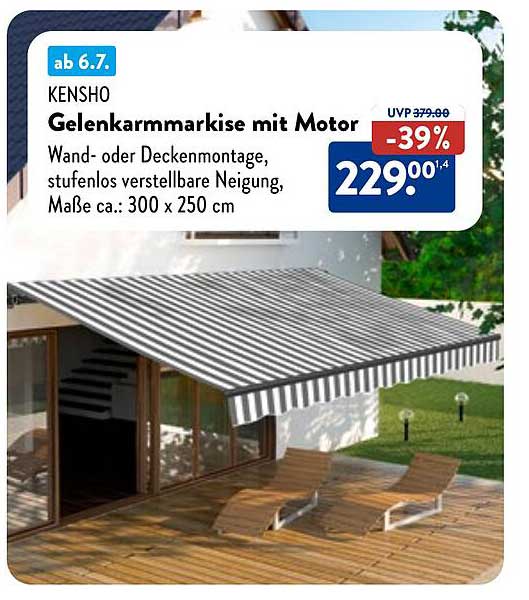 KENSHO Gelenkarmmarkise mit Motor