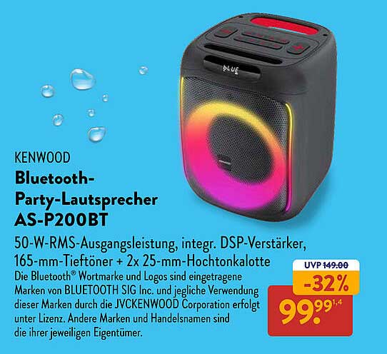 Kenwood Bluetooth-Party-Lautsprecher AS-P200BT