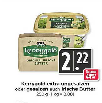 Kerrygold extra ungesalzen oder gesalzen auch Irische Butter 250 g (1 kg = 8,88)