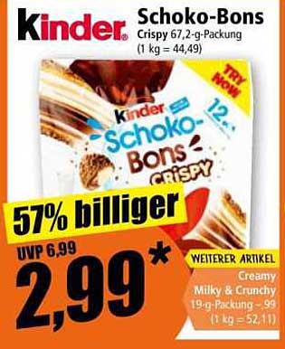 Kinder Schoko-Bons Crispy 67,2 g-Packung
