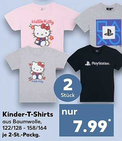 Kinder-T-Shirts aus Baumwolle, 122/128 - 158/164, je 2-Stück-Pack