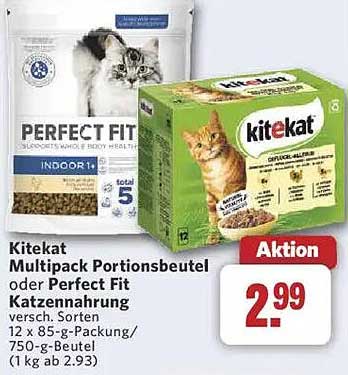 Kitekat Multipack Portionsbeutel oder Perfect Fit Katzennahrung