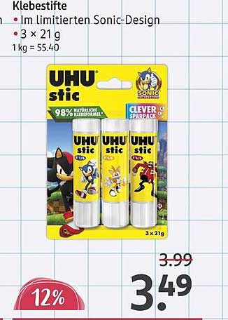 Klebestifte im limitierten Sonic-Design – 3 x 21 g