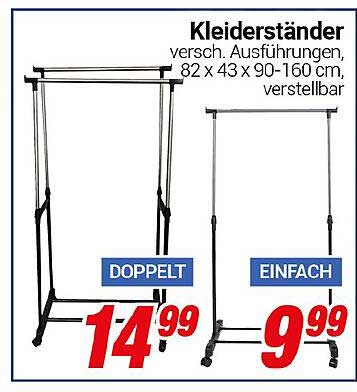 Kleiderständer - verschiedene Ausführungen, 82 x 43 x 90-160 cm, verstellbar