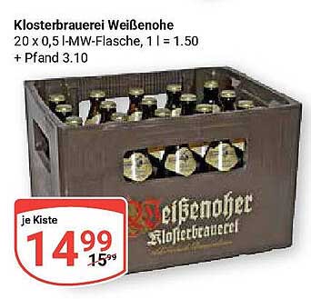Klosterbrauerei Weißenohler - Kiste mit 20 x 0,5 l-MW-Flaschen