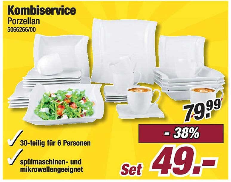 Kombiservice Porzellan 30-teilig für 6 Personen