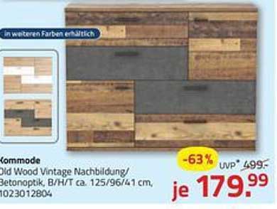 Kommmode Old Wood Vintage Nachbildung/Betonoptik