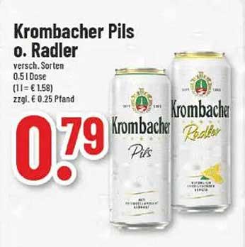 Krombacher Pils o. Radler 0,5 l Dose