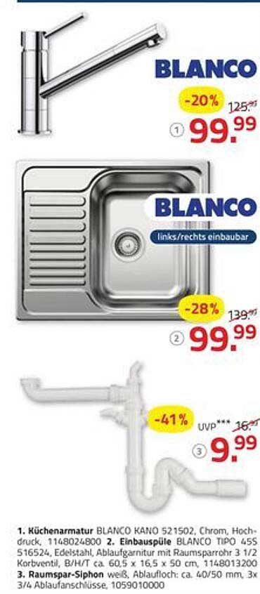 Küchenarmatur BLANCO KANO und Einbauspüle BLANCO TIPO 455