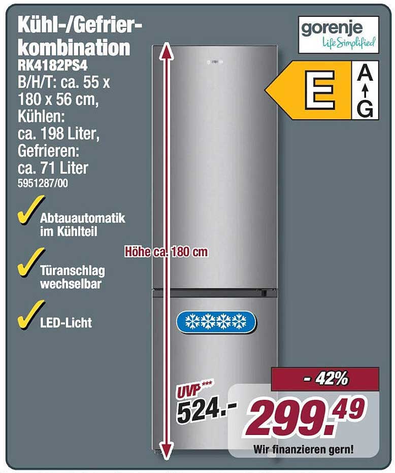 Kühl-/Gefrierkombination RK4182PS4 von Gorenje
