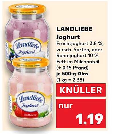 LANDLIEBE Joghurt 500-g-Glas nur 1,19 €