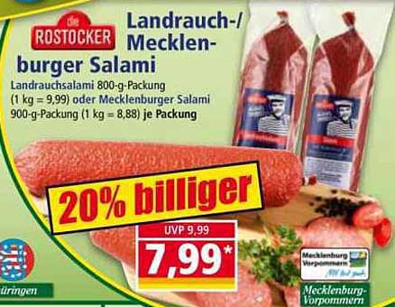 Landrauch-/Mecklenburger Salami 800-g-Packung
