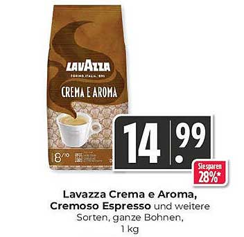 Lavazza Crema e Aroma, Cremoso Espresso und weitere Sorten, ganze Bohnen, 1 kg