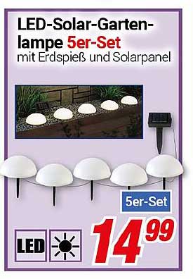 LED-Solar-Gartenlampe 5er-Set mit Erdpieß und Solarpanel