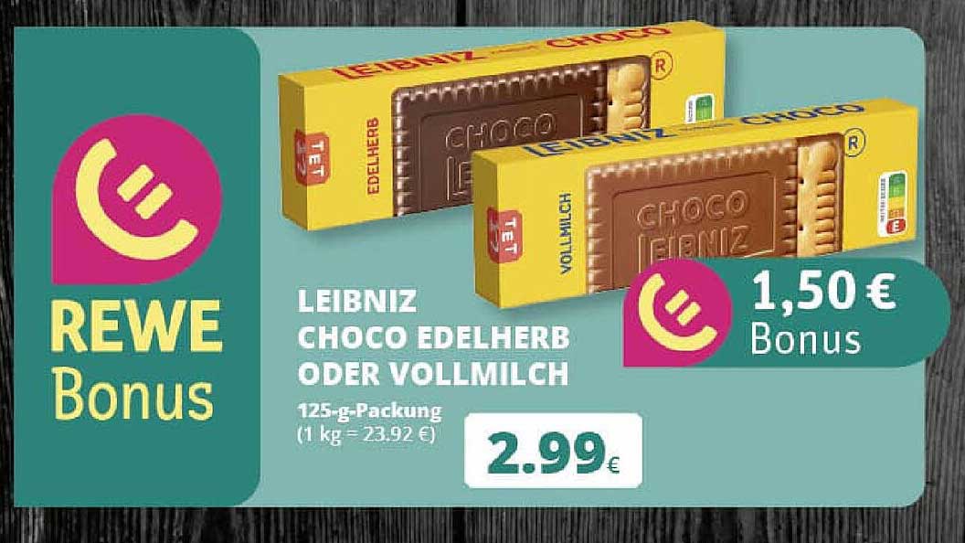 LEIBNIZ CHOCO EDELHERB ODER VOLLMILCH 125-g-Packung