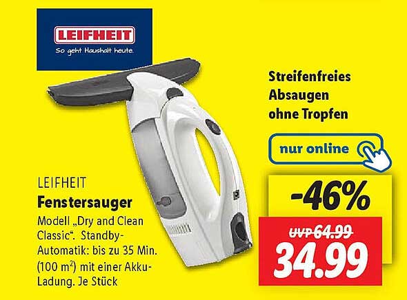 LEIFHEIT Fenstersauger Modell „Dry and Clean Classic“