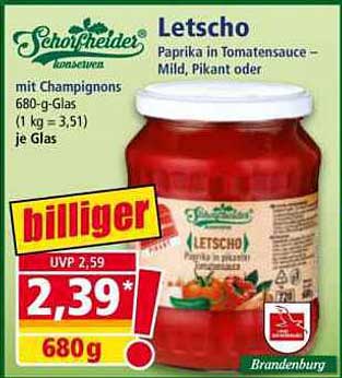 Letscho Paprika in Tomatensauce mit Champignons 680-g-Glas