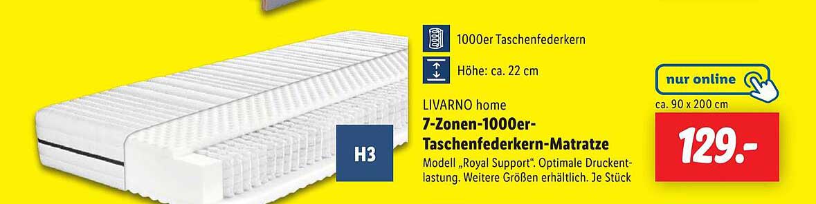 LIVARNO home 7-Zonen-1000er-Taschenfederkern-Matratze