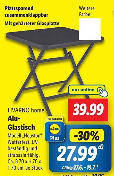 LIVARNO home Alu-Glas Tisch „Houston“ - Platzsparend und stylish!