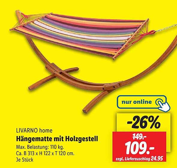 LIVARNO home Hängematte mit Holzgestell