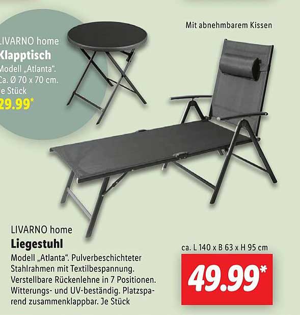 LIVARNO home Liegestuhl Modell 'Atlantá'