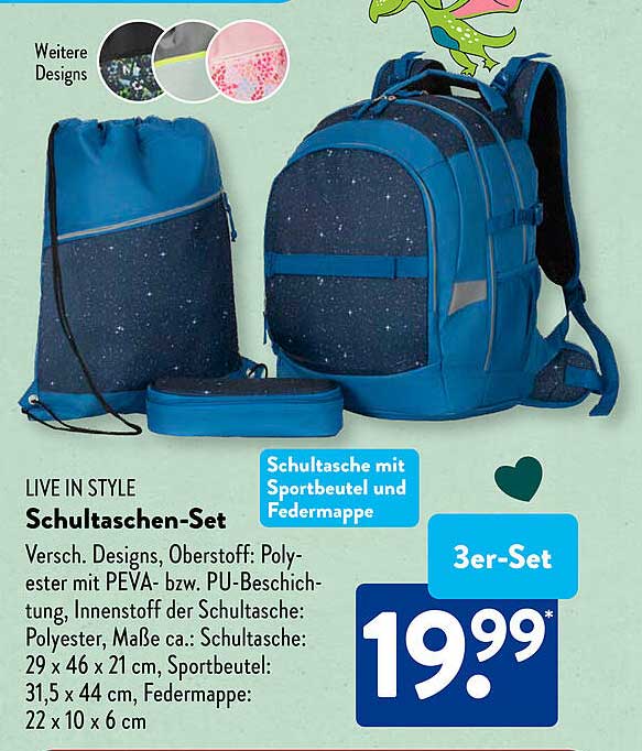 LIVE IN STYLE Schultaschen-Set - 3er-Set