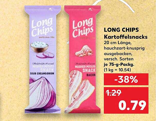 LONG CHIPS Kartoffelsnacks 75 g - Sour Cream & Onion und Bacon