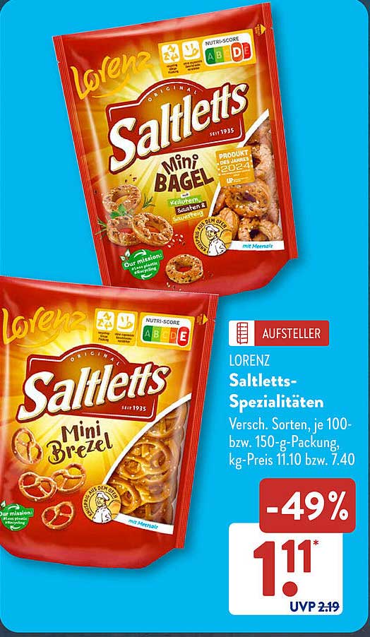 Lorenz Saltletts Spezialitäten Mini Bagel und Mini Brezel