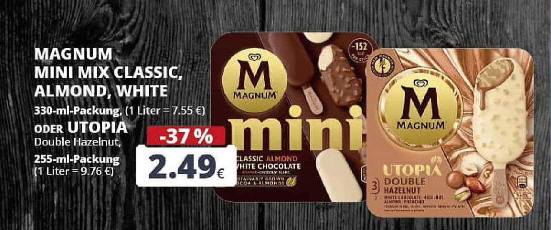 MAGNUM Mini Mix Classic, Almond, White – 330-ml-Packung