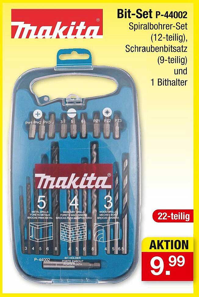 Makita Bit-Set P-44002 (22-teilig) - Spiralbohrer-Set und Schraubenbitset