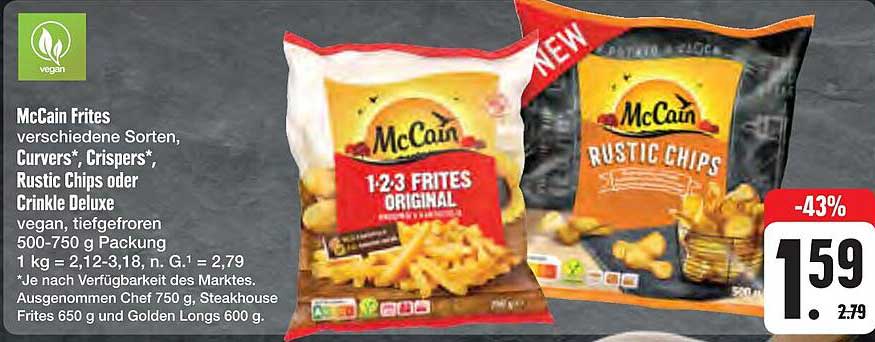 McCain Frites verschiedene Sorten, 500-750 g, vegan