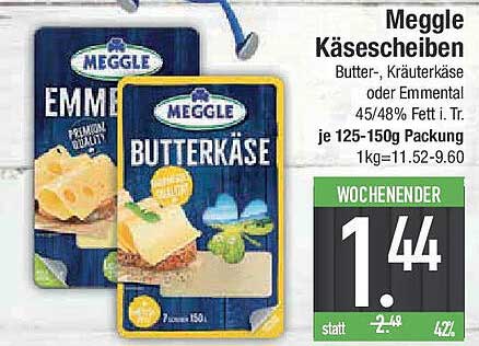 Meggle Käse Scheiben - Butter-, Kräuter- oder Emmental
