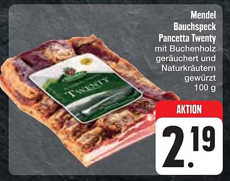 Mendel Bauchspeck Pancetta Twenty mit Buchenholz geräuchert und Naturkräutern 100 g