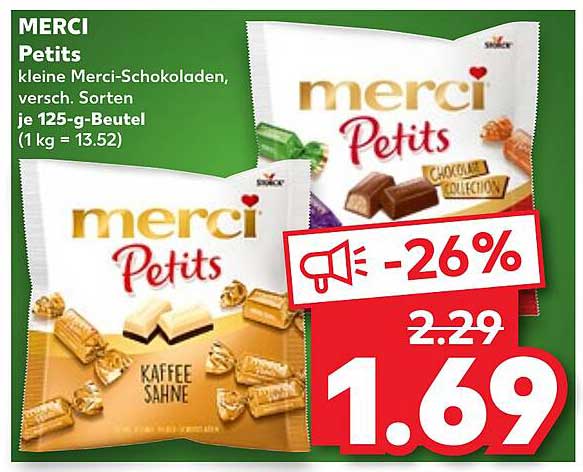 MERCI Petits – Kleine Merci-Schokoladen, verschiedene Sorten