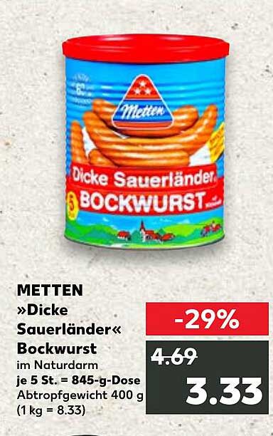 METTEN »Dicke Sauerländer« Bockwurst im Naturdarm
