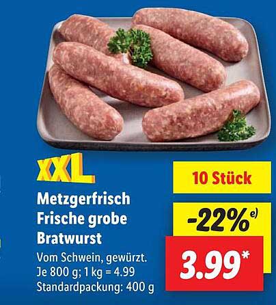 Metzgerfrisch Frische grobe Bratwurst - 10 Stück