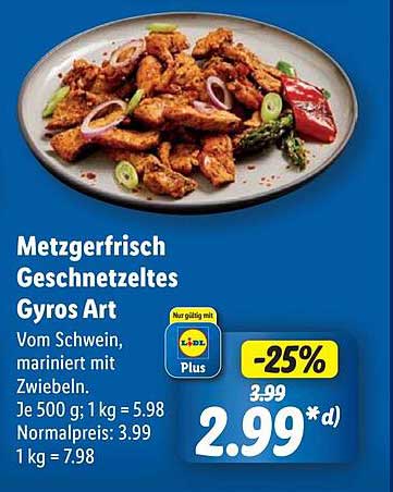 Metzgerfrisch Geschnetzeltes Gyros Art