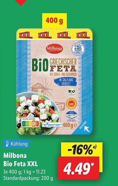 Milbona Bio Griechischer Feta XXL 400 g