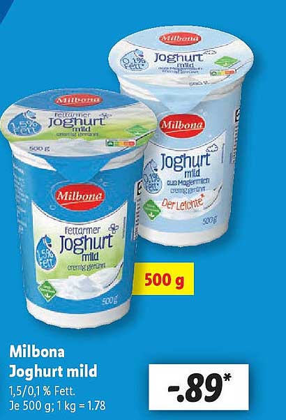 Milbona Joghurt mild 500 g