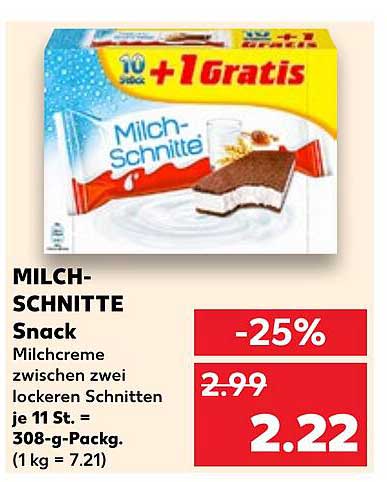 MILCH-SCHNITTE Snack 10 Stück + 1 Gratis