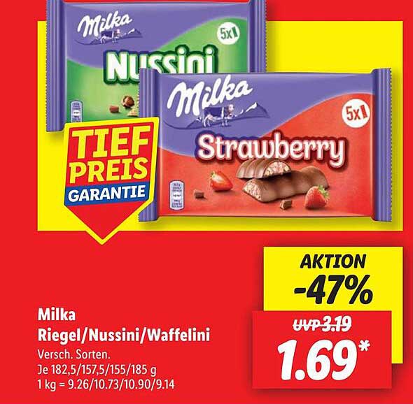 Milka Riegel/Nussini/Waffelini - Verschiedene Sorten