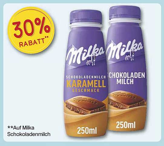 Milka Schokoladenmilch und Karamell Schokoladenmilch 250ml - 30% Rabatt