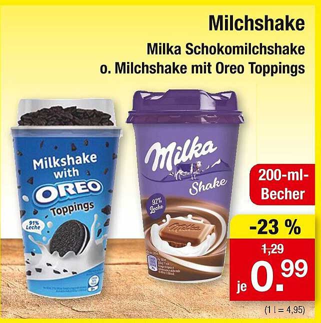 Milka Schokomilchshake oder Milchshake mit Oreo Toppings