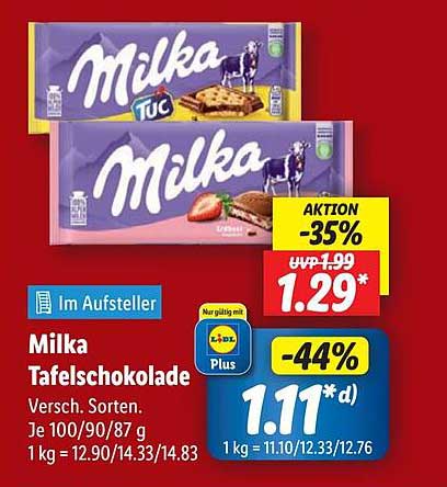 Milka Tafelschokolade - Verschiedene Sorten