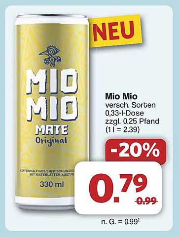 Mio Mio Mate 0,33l Dose - 20% reduziert!