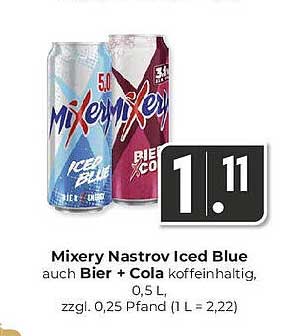 Mixery Nastrovs Iced Blue 0,5 L auch Bier + Cola koffeinhaltig