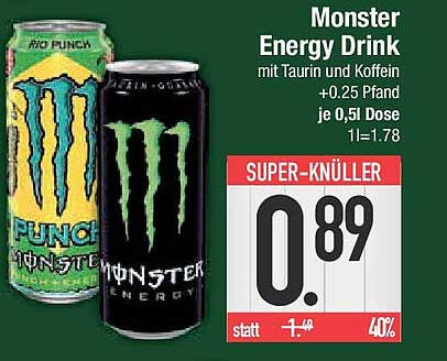 Monster Energy Drink mit Taurin und Koffein