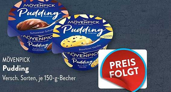 Mövenpick Pudding, Versch. Sorten, je 150-g-Becher