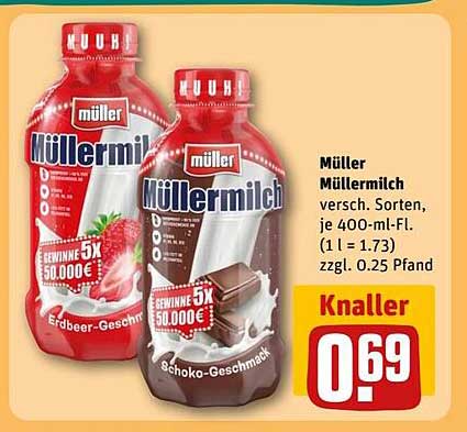 Müller Müllermilch verschiedene Sorten 400 ml für 0,69 €